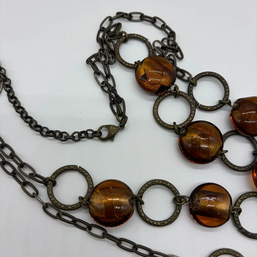 Vintage Beaded Necklace 13‎ In Length Brown Beads Costume Jewelry